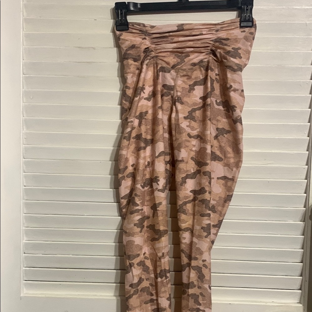 ABS2B Fitness Pink & Gray camo workout stretch pants size S